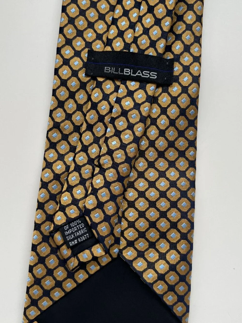 Bill Blass Gold Black Silk Tie art deco vintage old money eclectic grandpa retro